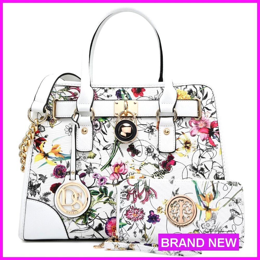 Vegan Leather Satchel Hobo Bag Set with Chain Strap and Tassel